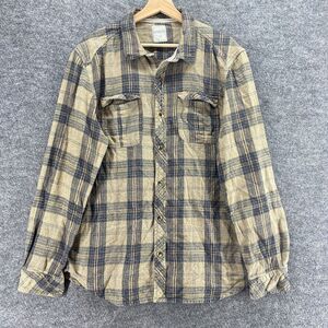 Nuco Shirt Men L Large Gray Plaid Button Up Collared Long Sleeve Cotton Casua